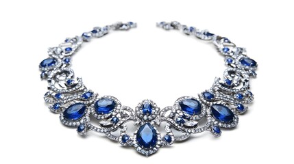 Elegant Blue Gemstone Necklace with Silver Accents and Sparkle