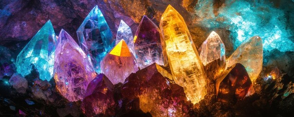 A crystal cave filled with glowing gemstones that possess the power to heal any ailment.