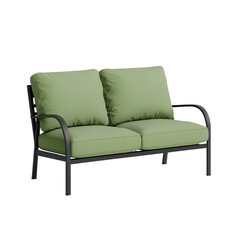 Fototapeta premium Stylish green sofa with soft cushions for a cozy living space.