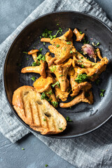 Grilled mashrooms, fresh vegetables and herbs vegetarian meal