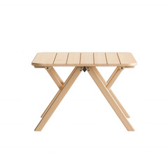 Stylish wooden folding table perfect for outdoor picnics and gatherings.