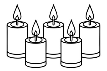 Simple Candle Line Art Elements set