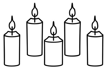 Simple Candle Line Art Elements set