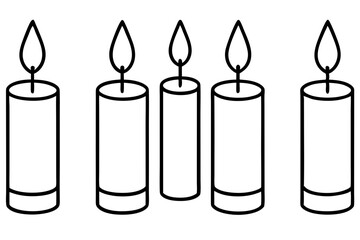 Simple Candle Line Art Elements set
