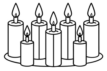 Simple Candle Line Art Elements set