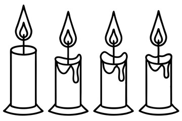Simple Candle Line Art Elements set