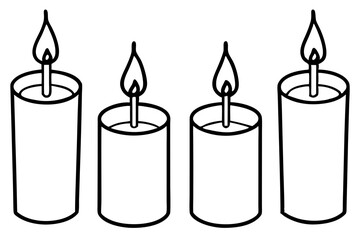 Simple Candle Line Art Elements set