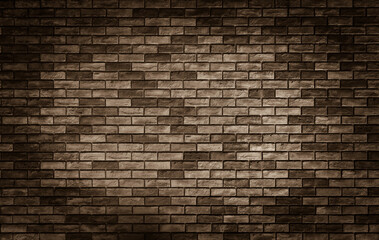 Old vintage retro style dark brown bricks wall for abstract brick background and texture.