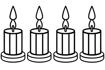 Simple Candle Line Art Elements set