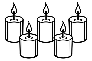 Simple Candle Line Art Elements set