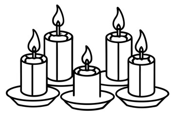 Simple Candle Line Art Elements set