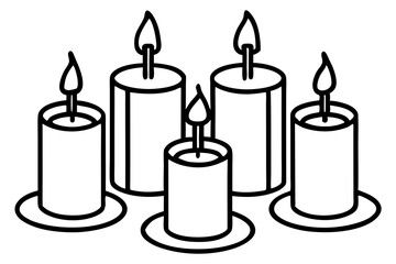 Simple Candle Line Art Elements set