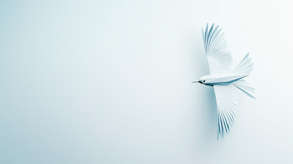 Obraz premium Paper Airplane Flying in Air with Light and Airy Background