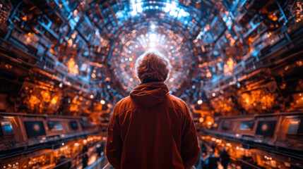 Naklejka premium A scientist presenting new findings on the Higgs boson particle at an international conference