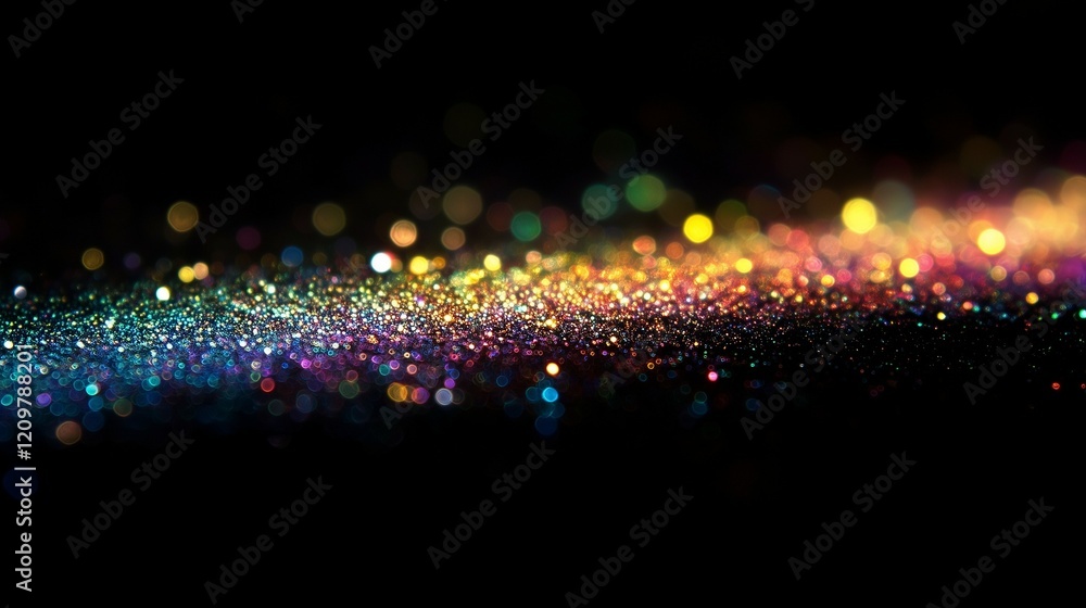 Poster colorful bokeh lights on a black background, a rainbow color gradient bokeh abstract light effect ba