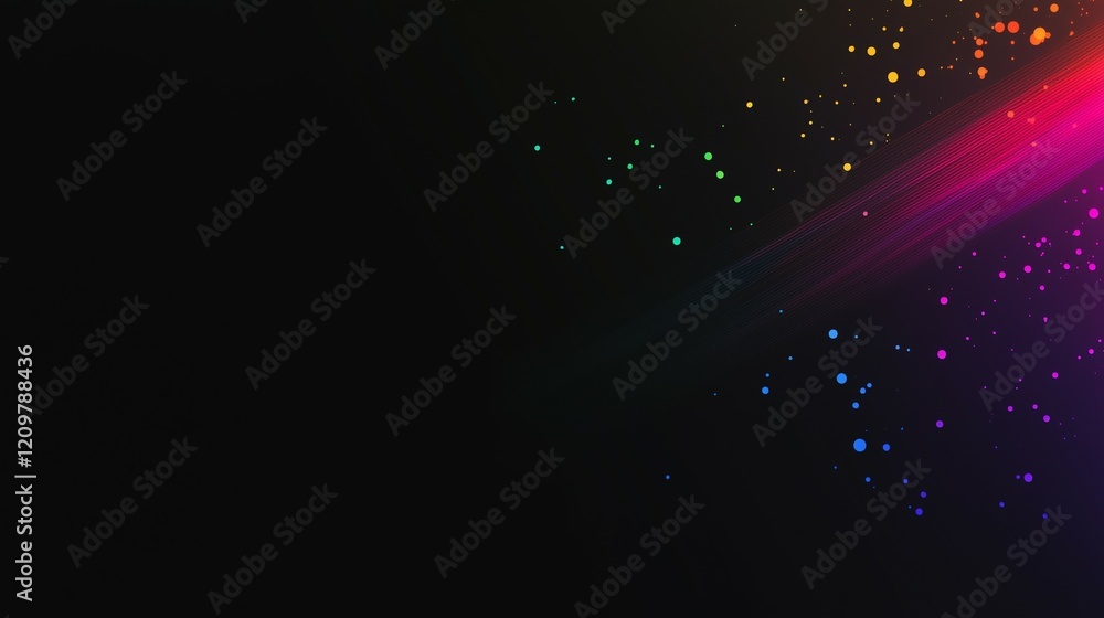Poster colorful bokeh lights on a black background, a rainbow color gradient bokeh abstract light effect ba
