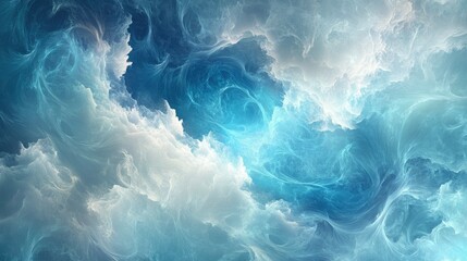 Fototapeta premium Clear blue sky with fluffy clouds and sunlight