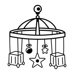 A hand drawn icon depicting a baby crib toy
