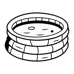 Inflatable pool icon in doodle style