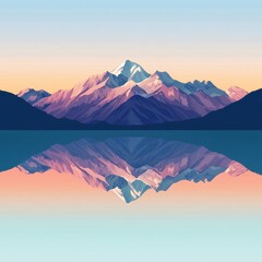 Majestic Mountain Range Reflected in Serene Lake at Sunset