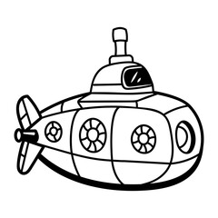 A doodle style icon of a submarine toy