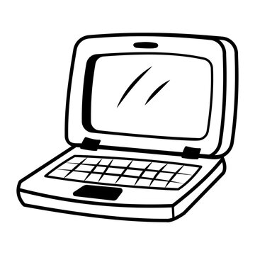 Doodle vector icon depicting a kids laptop toy