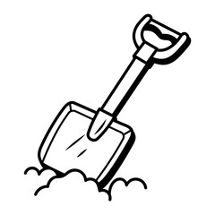 Sand shovel doodle style icon