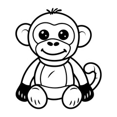 Cute monkey soft toy, doodle style icon