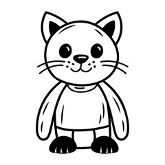 Cute toy cat icon in doodle style