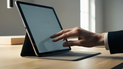 person using mobile phone, touch screen, work on laptop, space for images, space for text