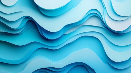 Fototapeta premium Aqua water overlapping with blue paper cut background