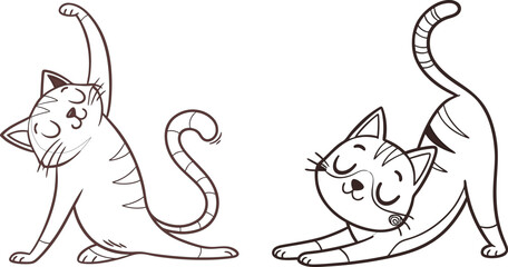 Cat lover carature bundle line art and illustrator eps