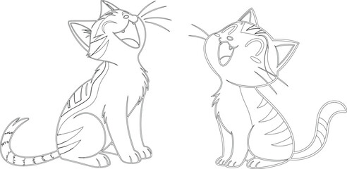 Cat lover carature bundle line art and illustrator eps
