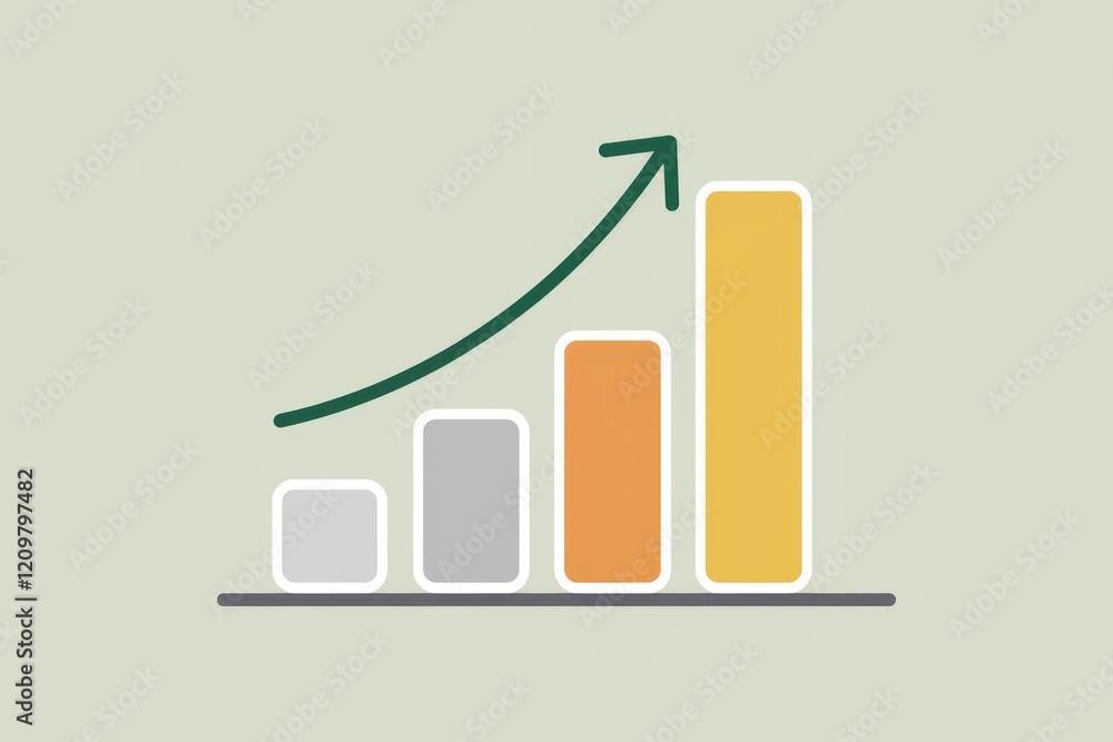 Poster an upward trending bar graph illustrating consistent growth and positive progress.