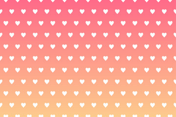 ピンクからオレンジのグラデーション背景に白いハートパターン