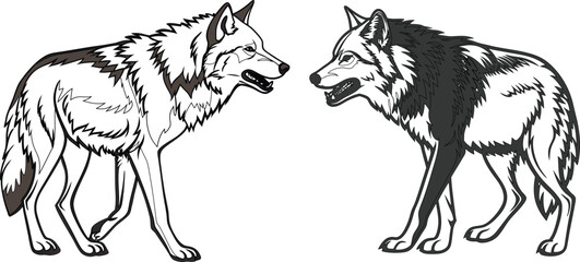 Wolf lover character bundle line art and illustrator eps