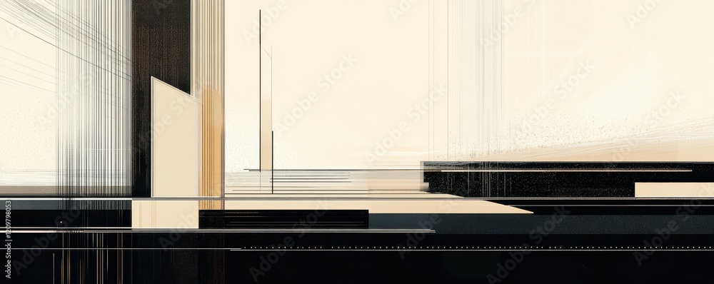 Poster a pixel art rendition of a minimalist composition of lines and shapes, conveying pixelated elegance 