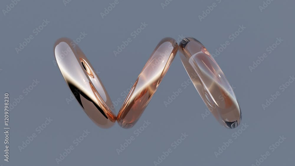 Poster floating peach-tinted rings with varying transparency on dark background – elegant 3d abstract seaml