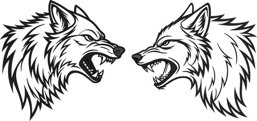 Wolf lover character bundle line art and illustrator eps