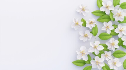 Fototapeta premium Fresh White Flowers on Light Background