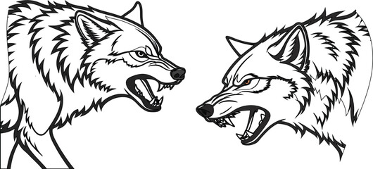 Wolf lover character bundle line art and illustrator eps