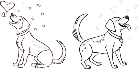Dog lover character bundle line art and illustrator eps