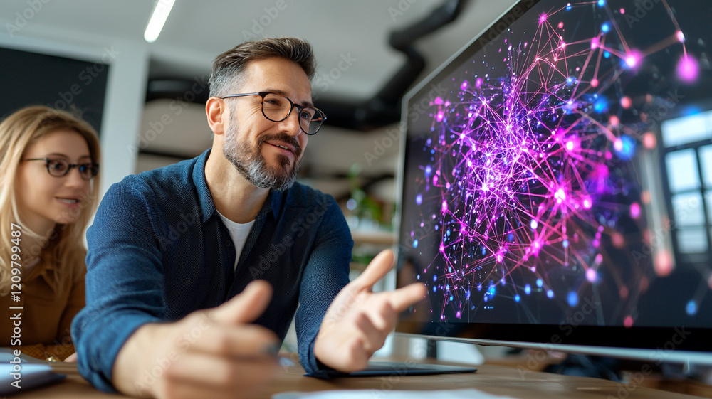 Poster ai generate interactive presentation on technology business environment modern office viewpoint
