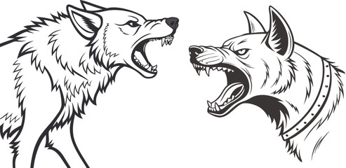 Wolf lover character bundle line art and illustrator eps