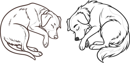 Dog lover character bundle line art and illustrator eps