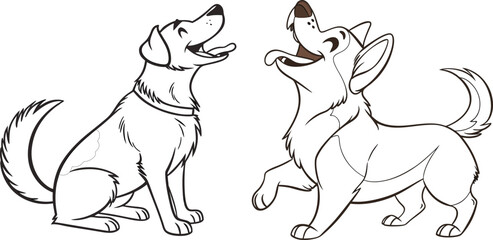 Dog lover character bundle line art and illustrator eps
