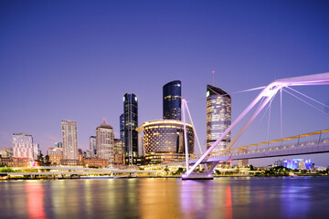 View of 2032 Olympics host city Brisbane - skyscrapers on the Brisbane River with the Neville...