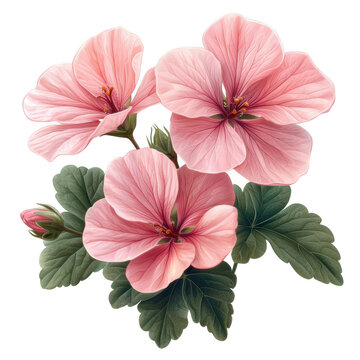 pink geranium flowers on white background clip art preview