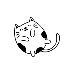logo of a fat cat resting with a smiling and comfortable face