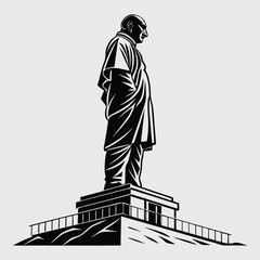 Statue of unity image silhouette vector art and illustration